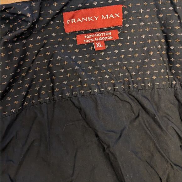 Franky Max Shirt Mens XL Short Sleeve Button Casual Collared Geometric Pattern - Picture 2 of 13